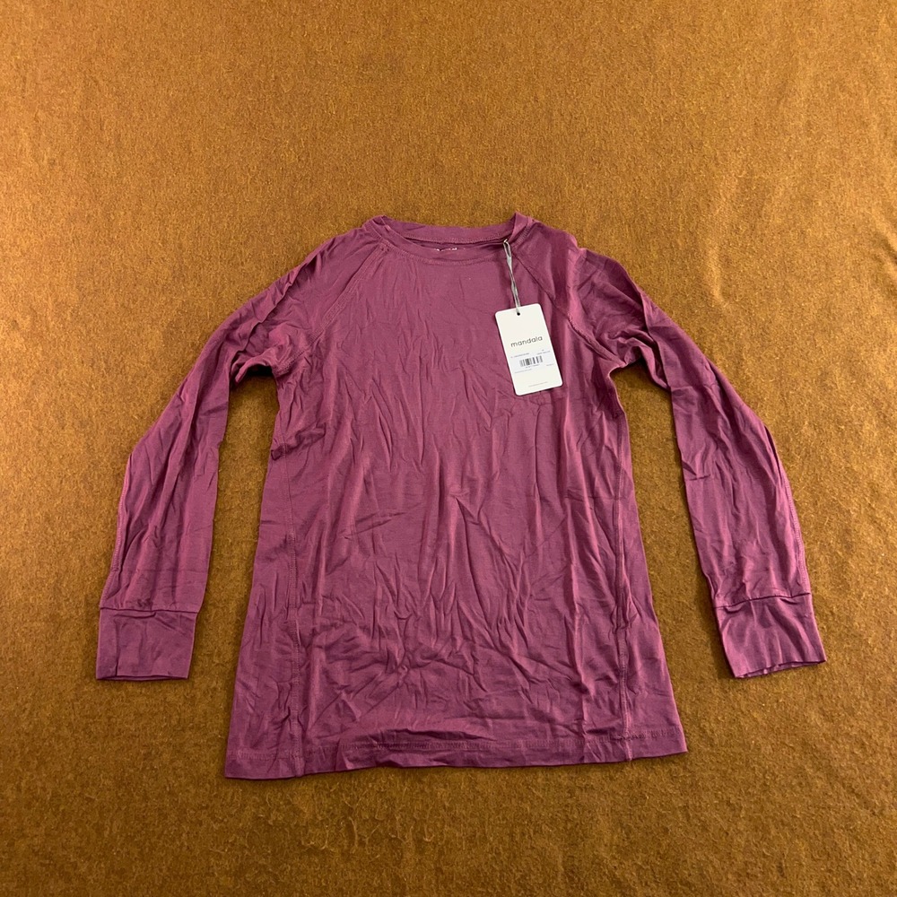 Mandala Womens Medium Deep Mauve Long Sleeve Raglan Underscrub Top NWT
